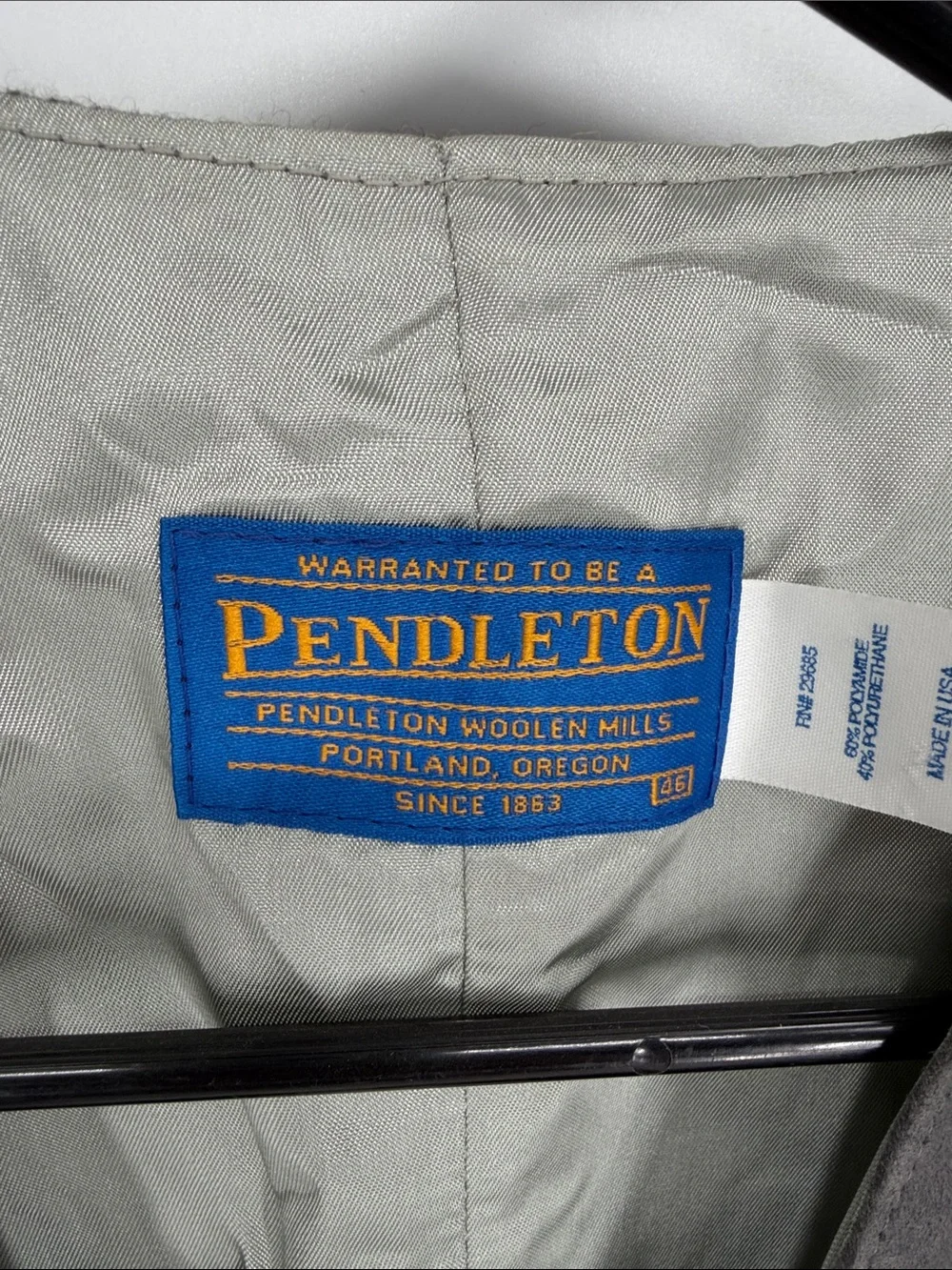 Pendleton Suede & Tweed Vest Men’s Size 46 Gray